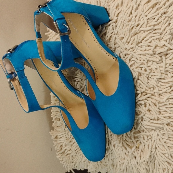 Adrienne Vittadini Blue Poetic Ankle Strap Block Heel - Picture 4 of 11